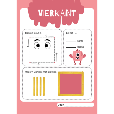 Afrikaans 2D Shapes Workbook for Grade R
