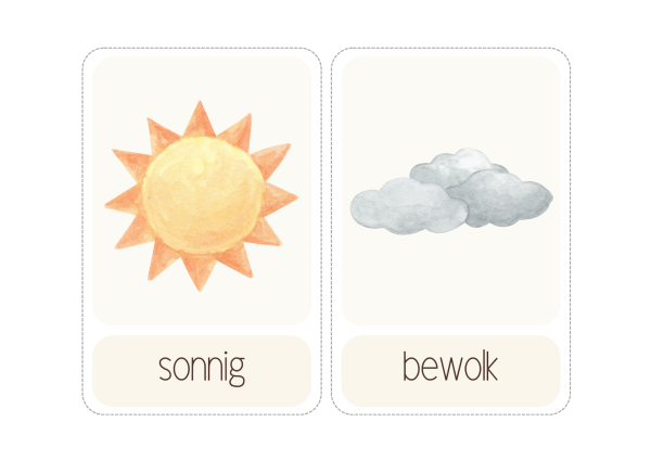 Afrikaans Weather Flashcards Printable