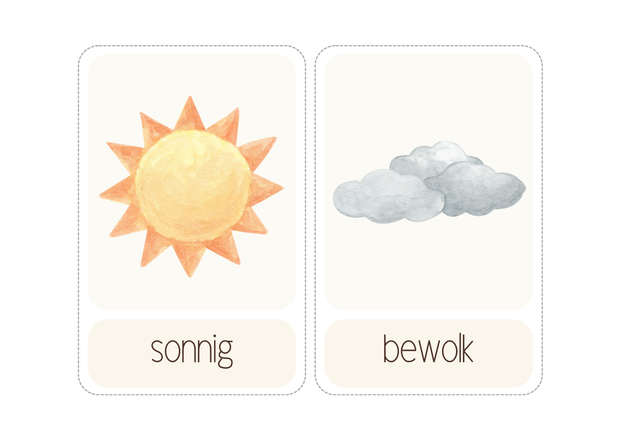 Afrikaans Weather Flashcards Printable